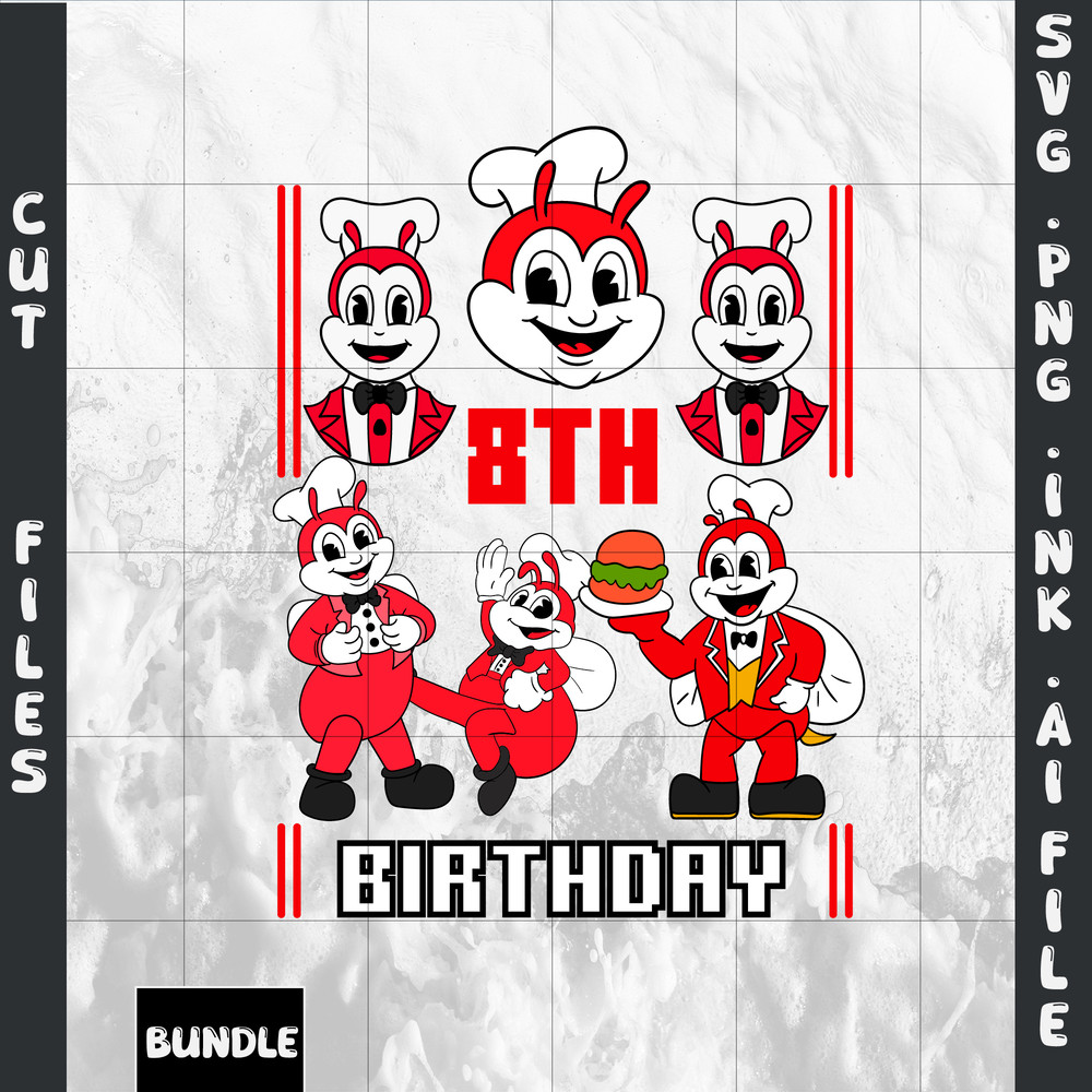 Customizable Jollibee SVG Jollibee Sticker Jollibee PNG Jollibee Tshirt8th Birthday Gift SVGPNGINkP 0