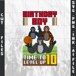 customizable 10th birthday t-shirt gorilla tag svg, gorilla tag png,10th birthday ready to print, svg,png,ink,pdf.