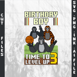 customizable 3th birthday t-shirt gorilla tag svg, gorilla tag png,10th birthday ready to print, svg,png,ink,pdf.