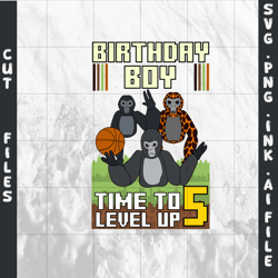 customizable 5th birthday t-shirt gorilla tag svg, gorilla tag png,10th birthday ready to print, svg,png,ink,pdf.