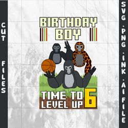 customizable 6th birthday t-shirt gorilla tag svg, gorilla tag png,10th birthday ready to print, svg,png,ink,pdf.