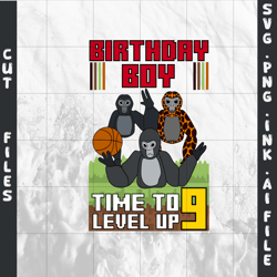 customizable 9th birthday t-shirt gorilla tag svg, gorilla tag png,10th birthday ready to print, svg,png,ink,pdf.