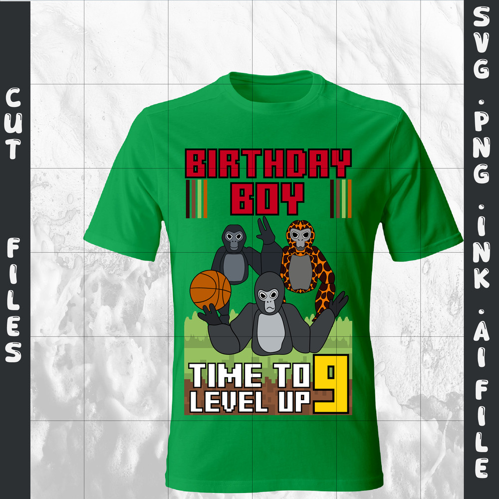 Customizable 9th Birthday TShirt Gorilla Tag SVG Gorilla Tag PNG10th Birthday Ready To Print SVGPNG 1