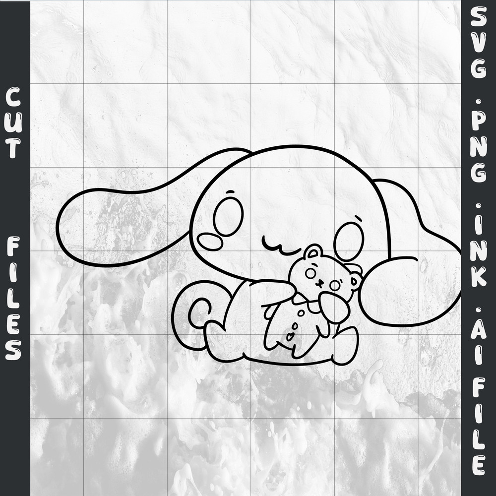 CustomizableCinnamoroll Hugging A Teddy Bear SVGPNGINkCinnamoroll HuggingColoring Pages Printable D 1