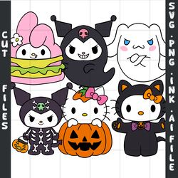 cinnamoroll ghost,hello kitty ,kuromi ghost,my melody burger, svg,png,ink,cinnamoroll coloring pages, digital download