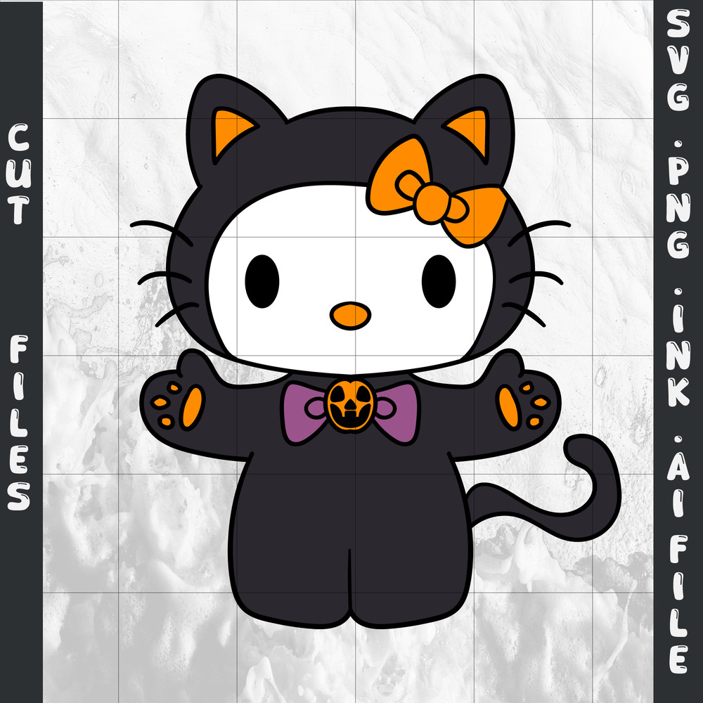 Hello Kitty Black Cat SVGPNGINkCinnamoroll Coloring Pages Printable Digital Download 0