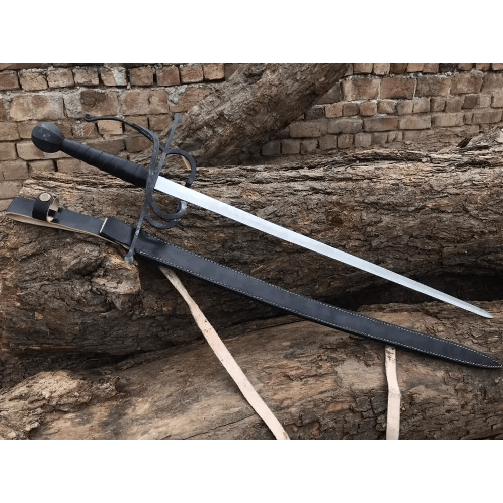 Custom Handmade Carbon Steel Medieval Standard Rapier Sword With Leather Sheath 0
