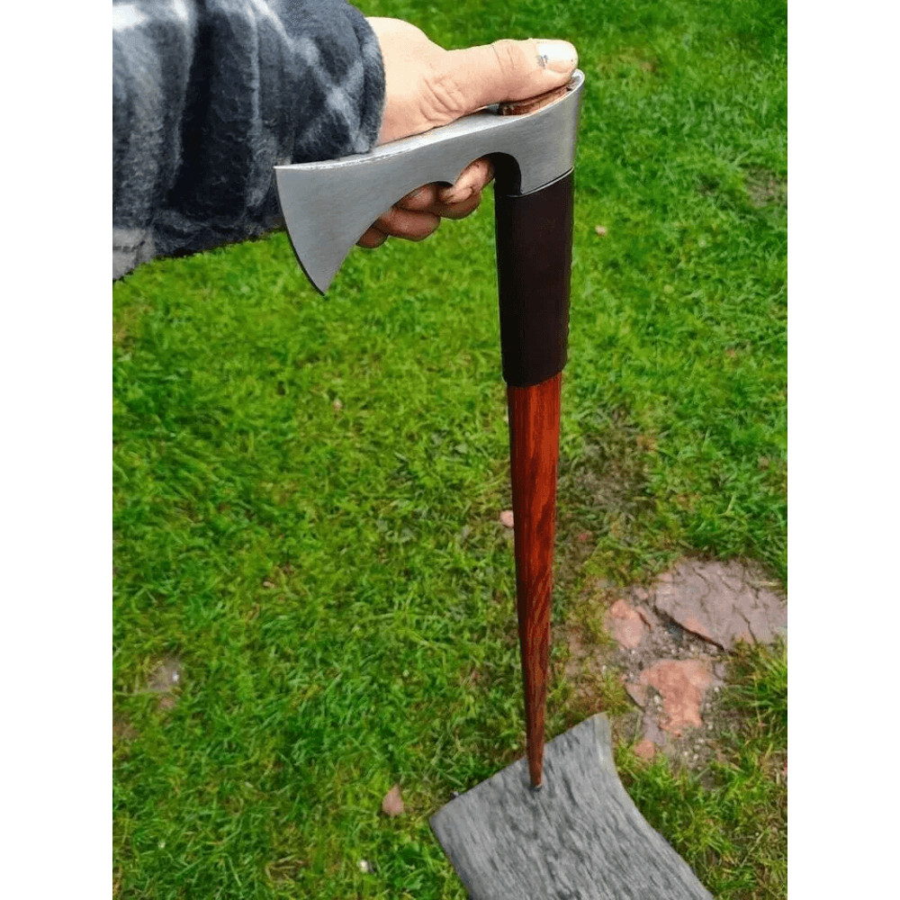Walking Stick AXE ROSE Wood Handle Carbon Steel Best Gift For Grand Parents 0