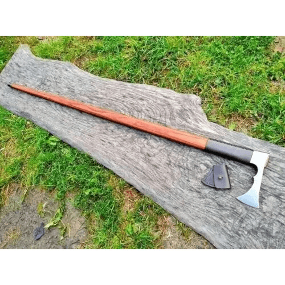 Walking Stick AXE ROSE Wood Handle Carbon Steel Best Gift For Grand Parents 2