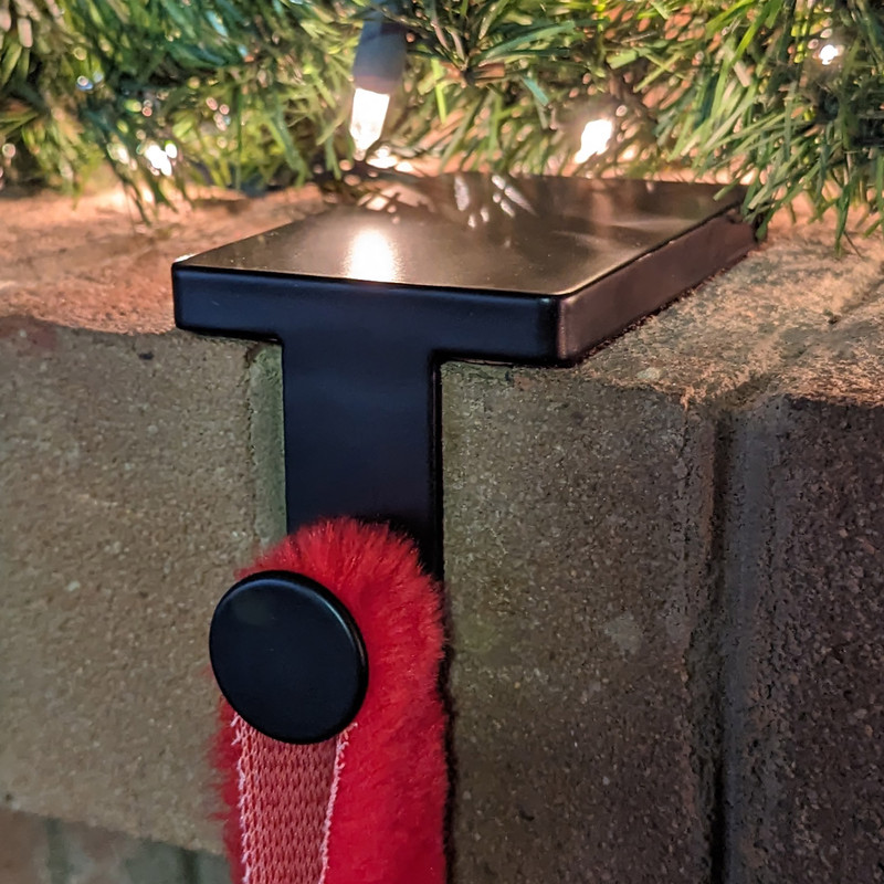 Black Christmas Stocking Hanger Hook A Holder Mantel Cork Heavy Duty Rustic Farmhouse Industrial 5