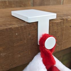 White Christmas Stocking Hanger Hook (A) Holder Mantel Cork Heavy Duty Rustic Farmhouse Industrial