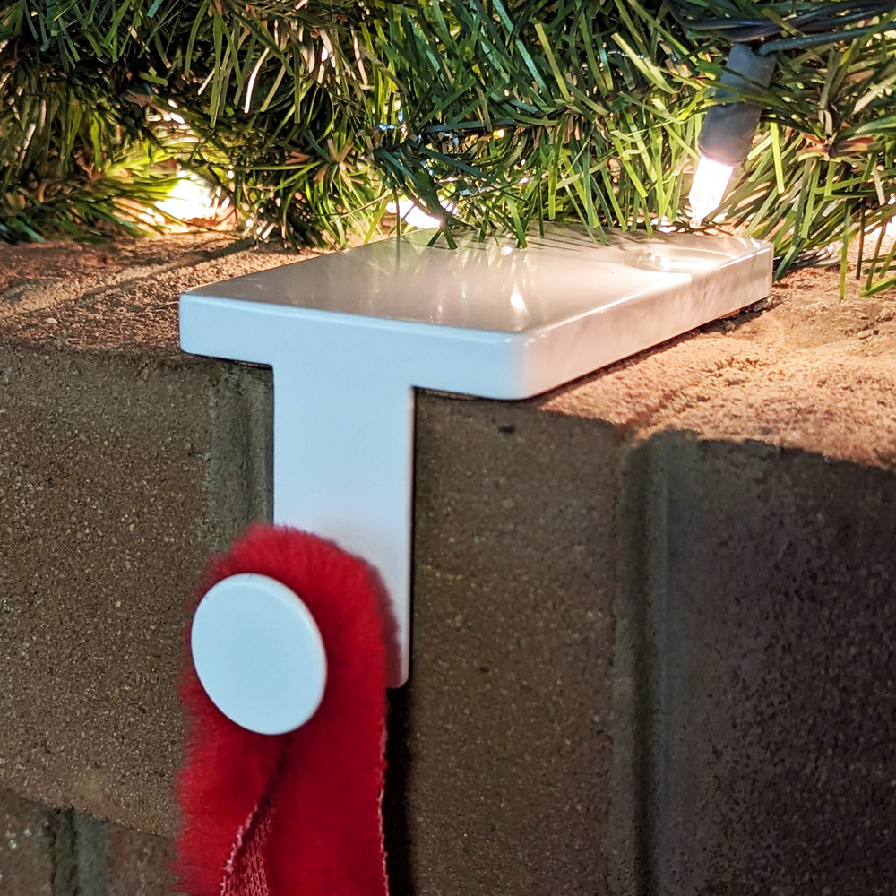 White Christmas Stocking Hanger Hook A Holder Mantel Cork Heavy Duty Rustic Farmhouse Industrial 2