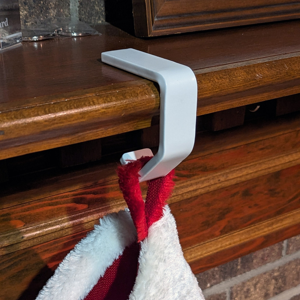 White Christmas Stocking Hanger Hook C Holder Mantel Cork Heavy Duty Rustic Farmhouse Industrial 6