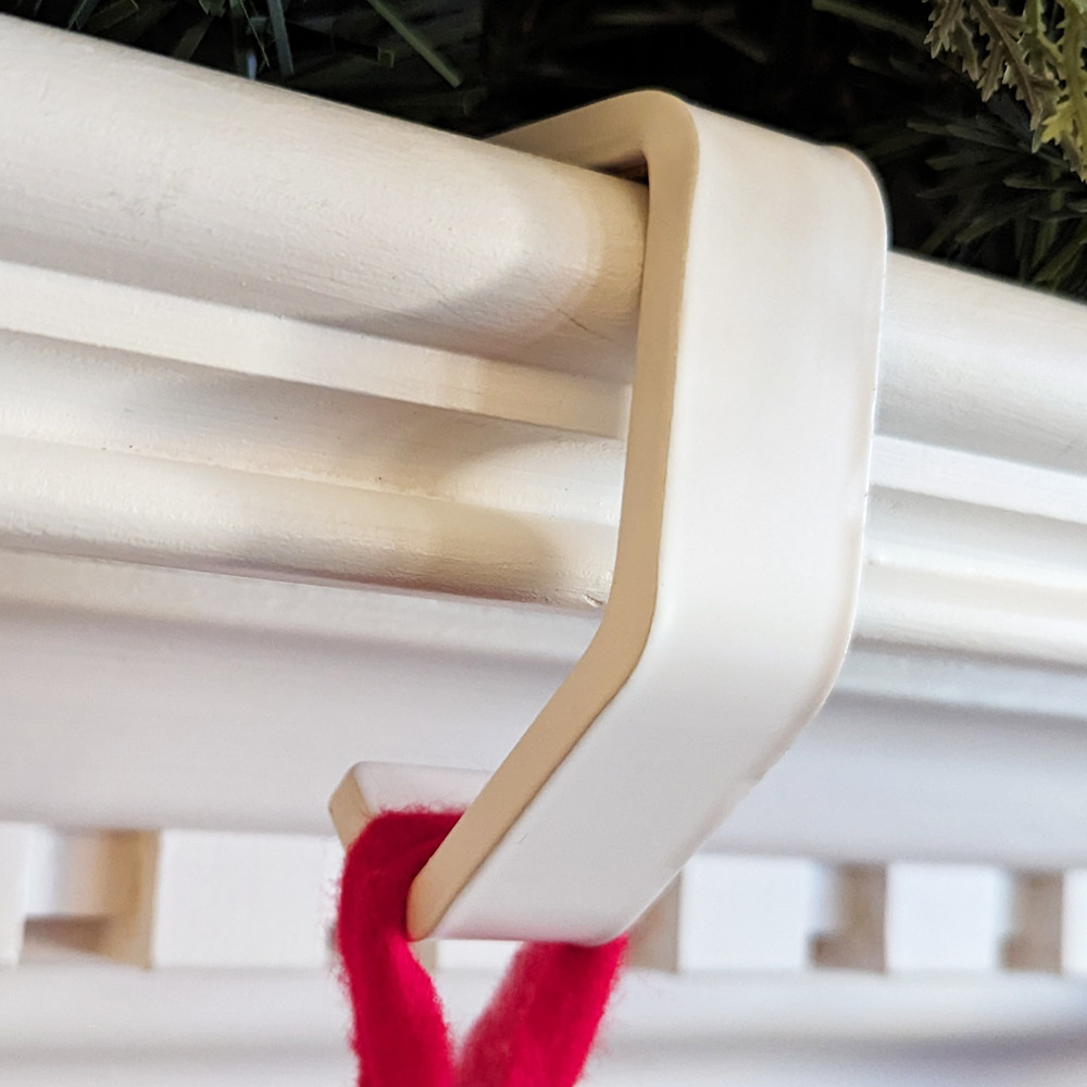 White Christmas Stocking Hanger Hook C Holder Mantel Cork Heavy Duty Rustic Farmhouse Industrial 8