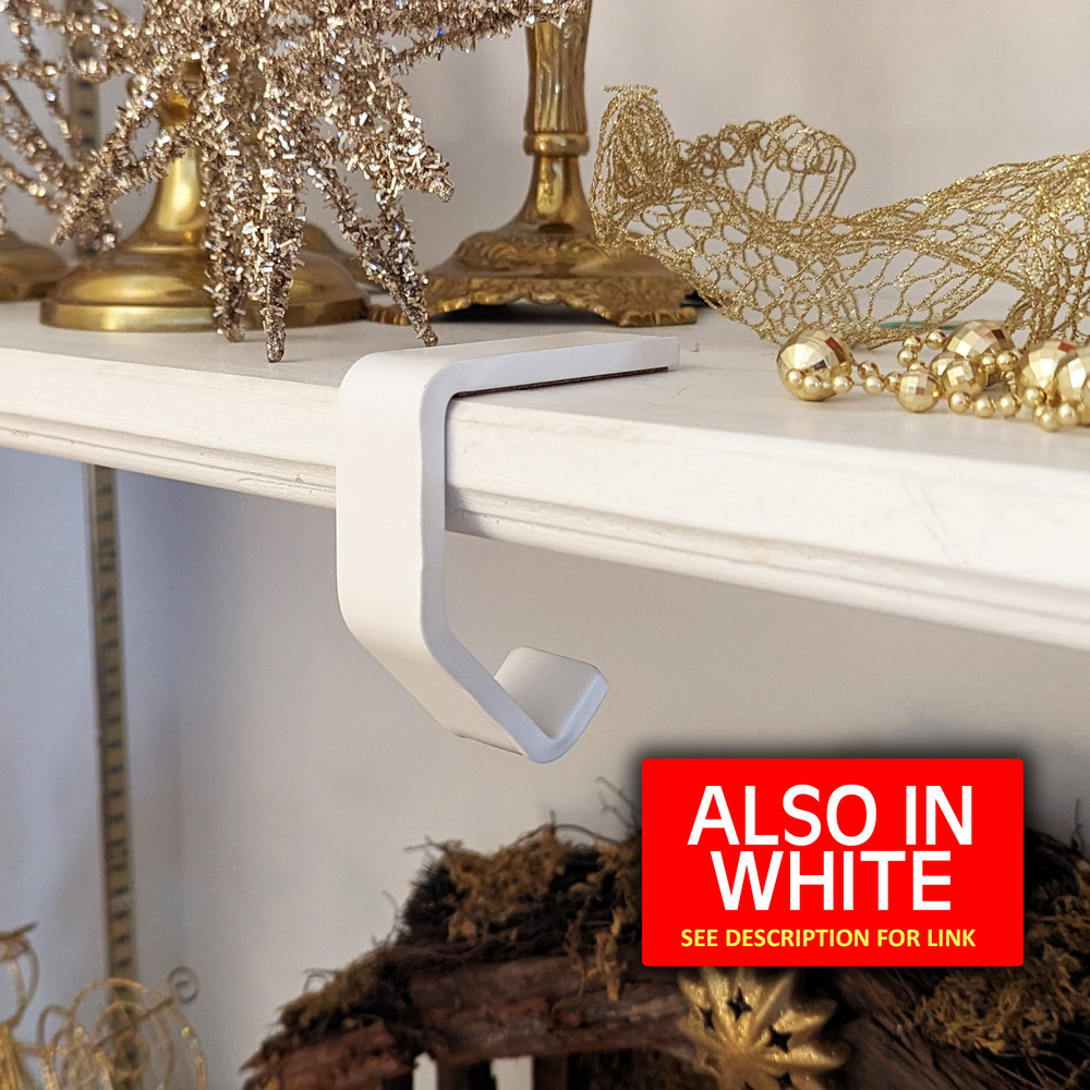 Black Christmas Stocking Hanger Hook C Holder Mantel Cork Heavy Duty Rustic Farmhouse Industrial 9