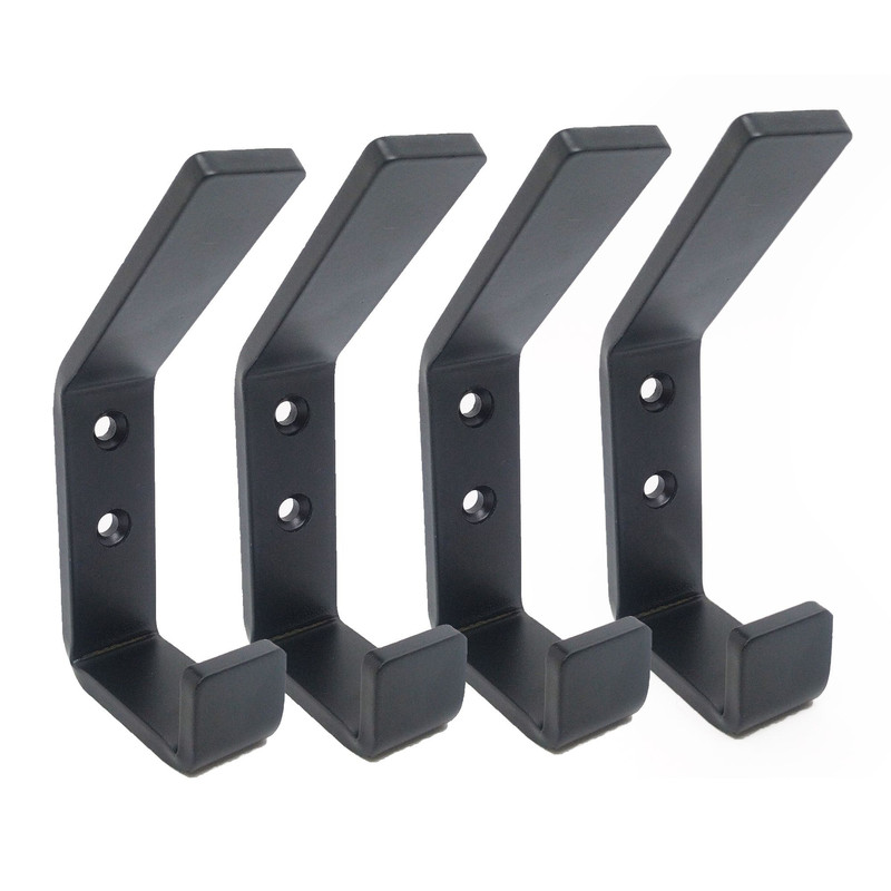 4 Double Hook A Black Steel Coat Iron Modern Farmhouse Rustic Industrial 0