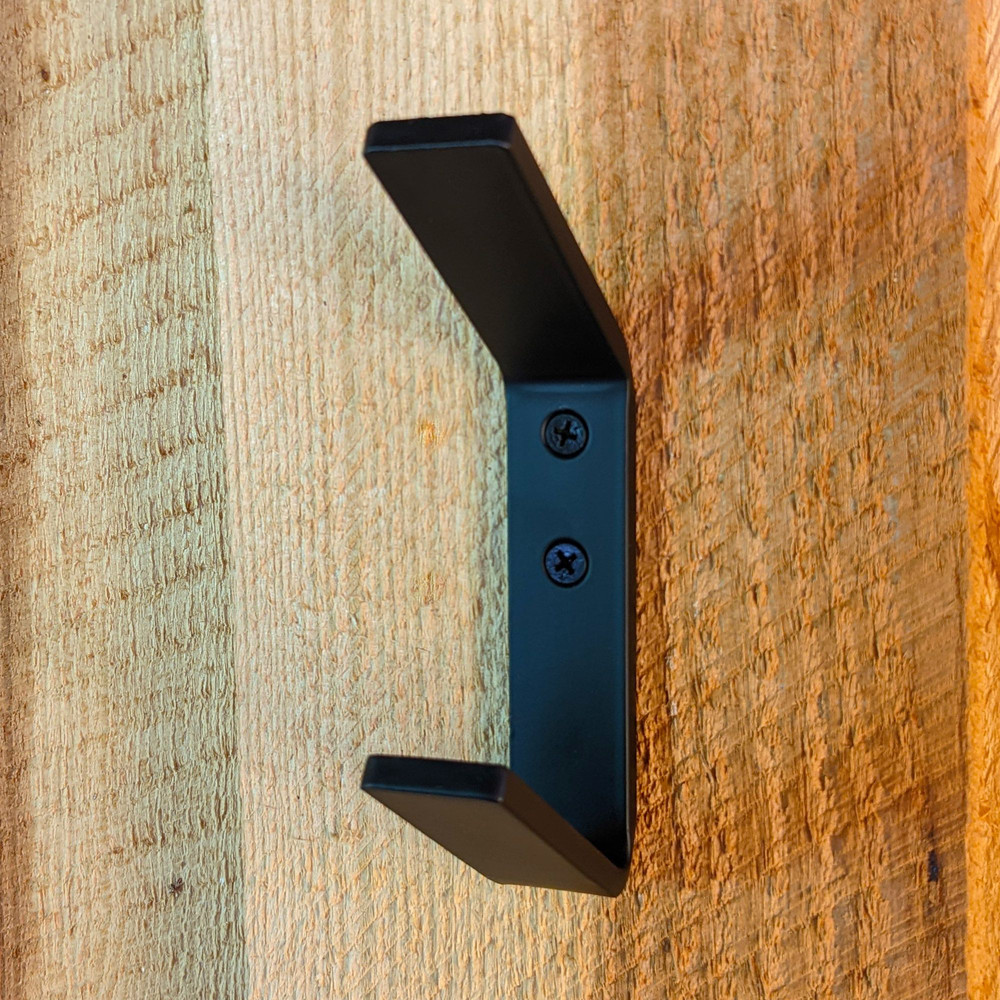 4 Double Tilted Hook Black Steel Coat Iron Modern Farmhouse Rustic Industrial 3