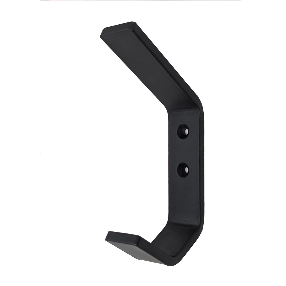 4 Double Hook B Black Steel Coat Iron Modern Farmhouse Rustic Industrial 1