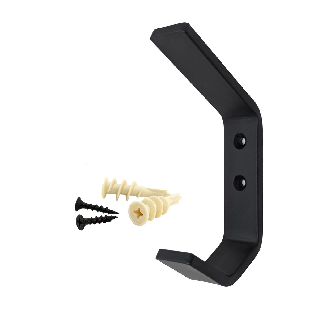 4 Double Hook B Black Steel Coat Iron Modern Farmhouse Rustic Industrial 2