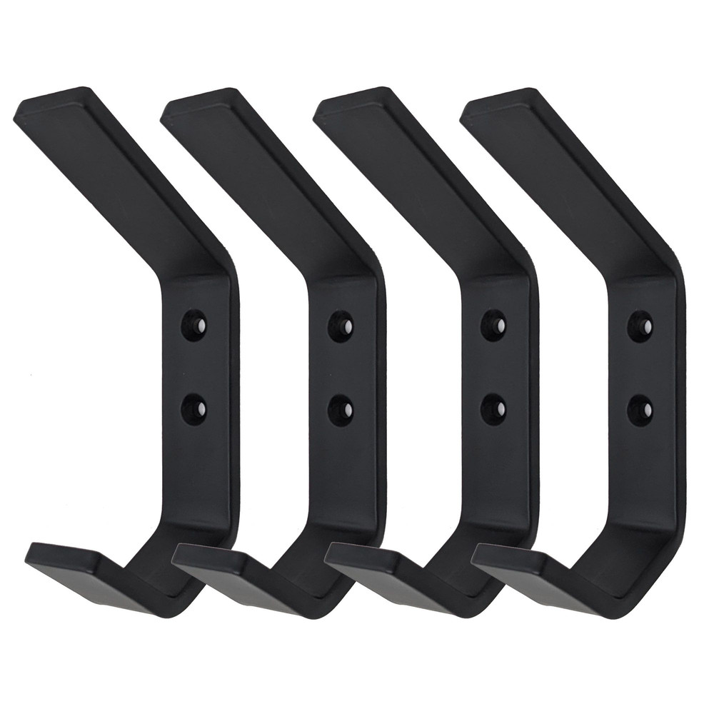 4 Double Hook B Black Steel Coat Iron Modern Farmhouse Rustic Industrial 0