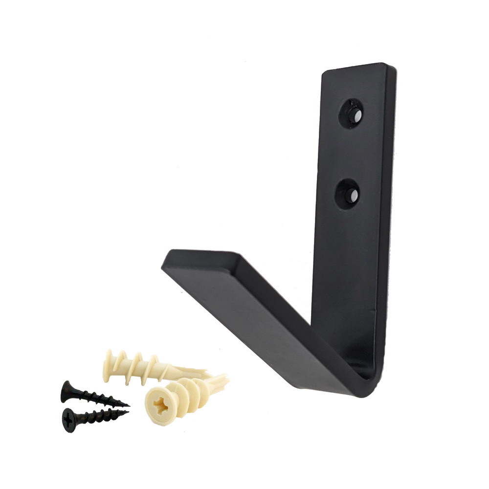 4 Single Slanted J Hook Coat Black Steel Iron Modern Farmhouse Rustic Industrial 2