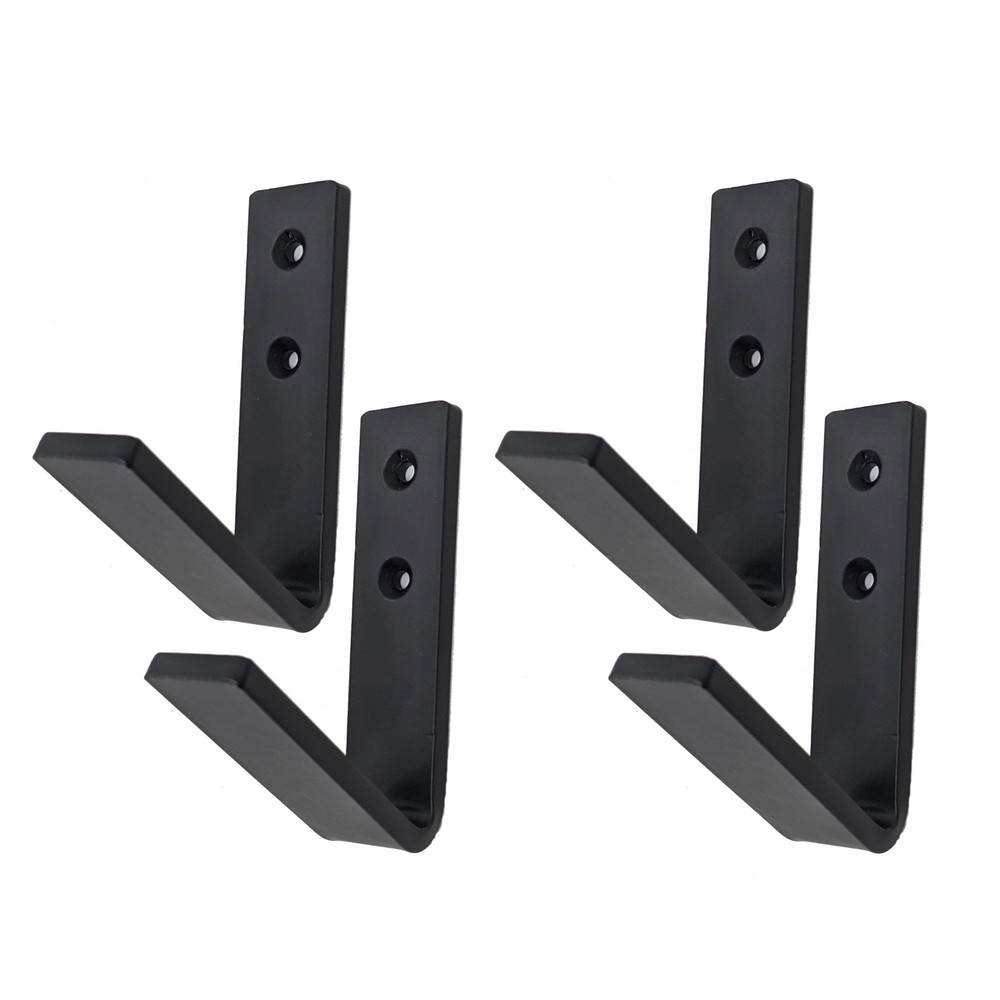 4 Single Slanted J Hook Coat Black Steel Iron Modern Farmhouse Rustic Industrial 0