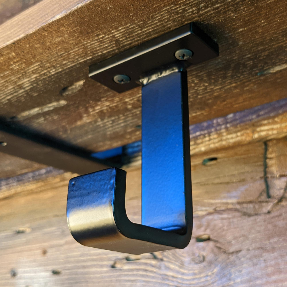 4 Undermount Cabinet Hook Black Steel Iron Modern Farmhouse Rustic Industrial 1