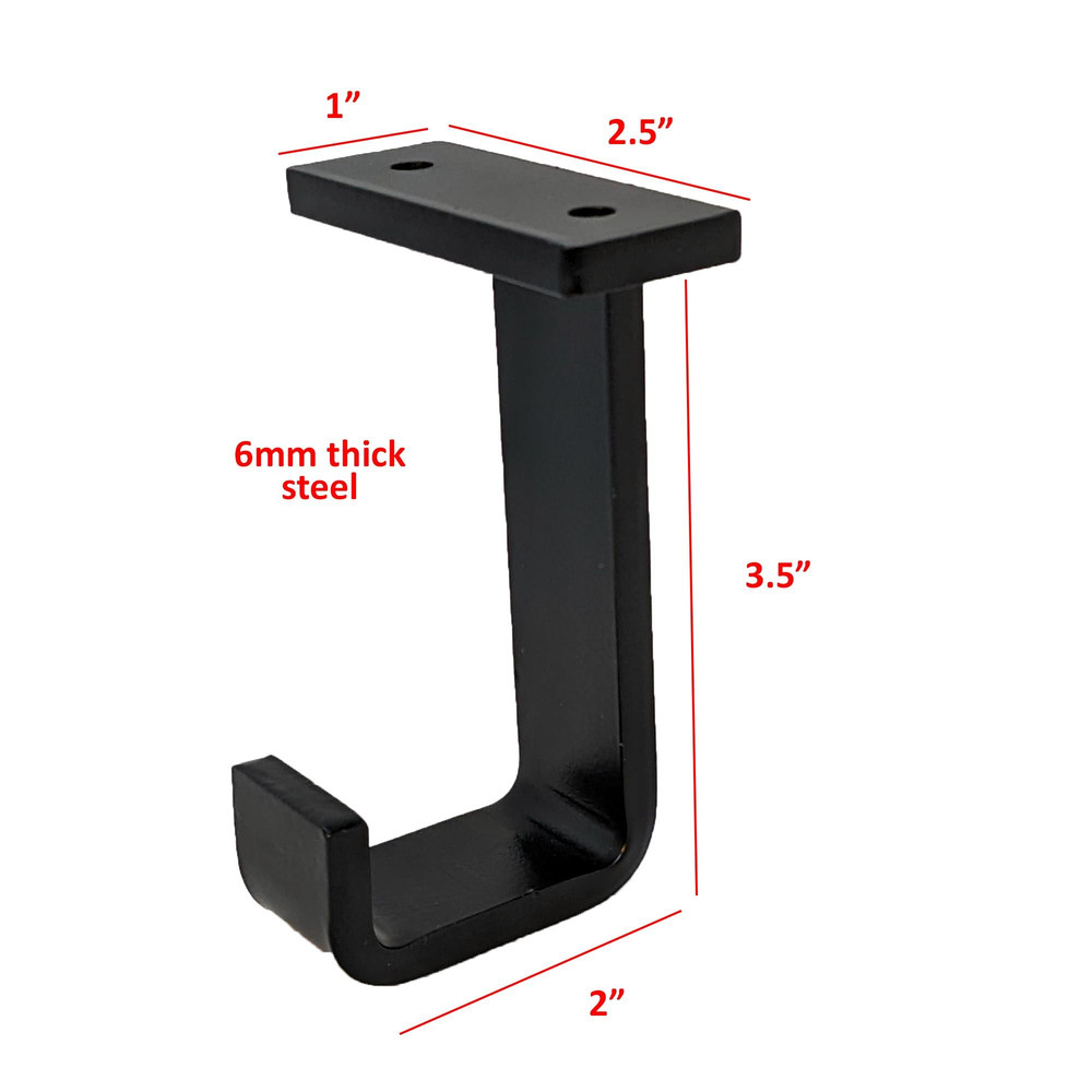 4 Undermount Cabinet Hook Black Steel Iron Modern Farmhouse Rustic Industrial 2