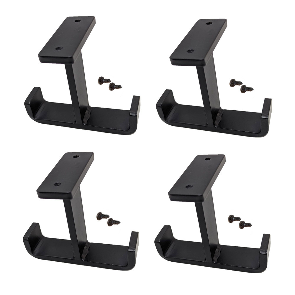 4 Double Undermount Cabinet Hook Black Steel Iron Modern Farmhouse Rustic Industrial 0