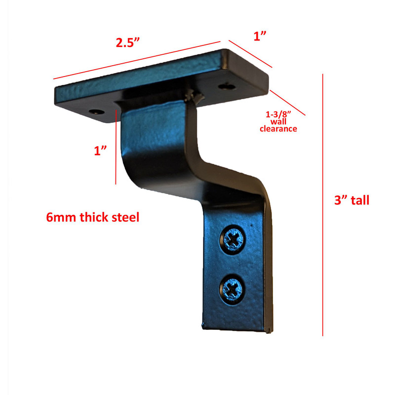 Stair Railing Bracket B Black Steel Iron Modern Farmhouse Rustic Industrial Handrail 2