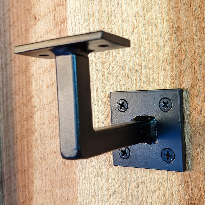 Stair Railing Bracket A Black Steel Iron Modern Farmhouse Rustic Industrial Handrail 1