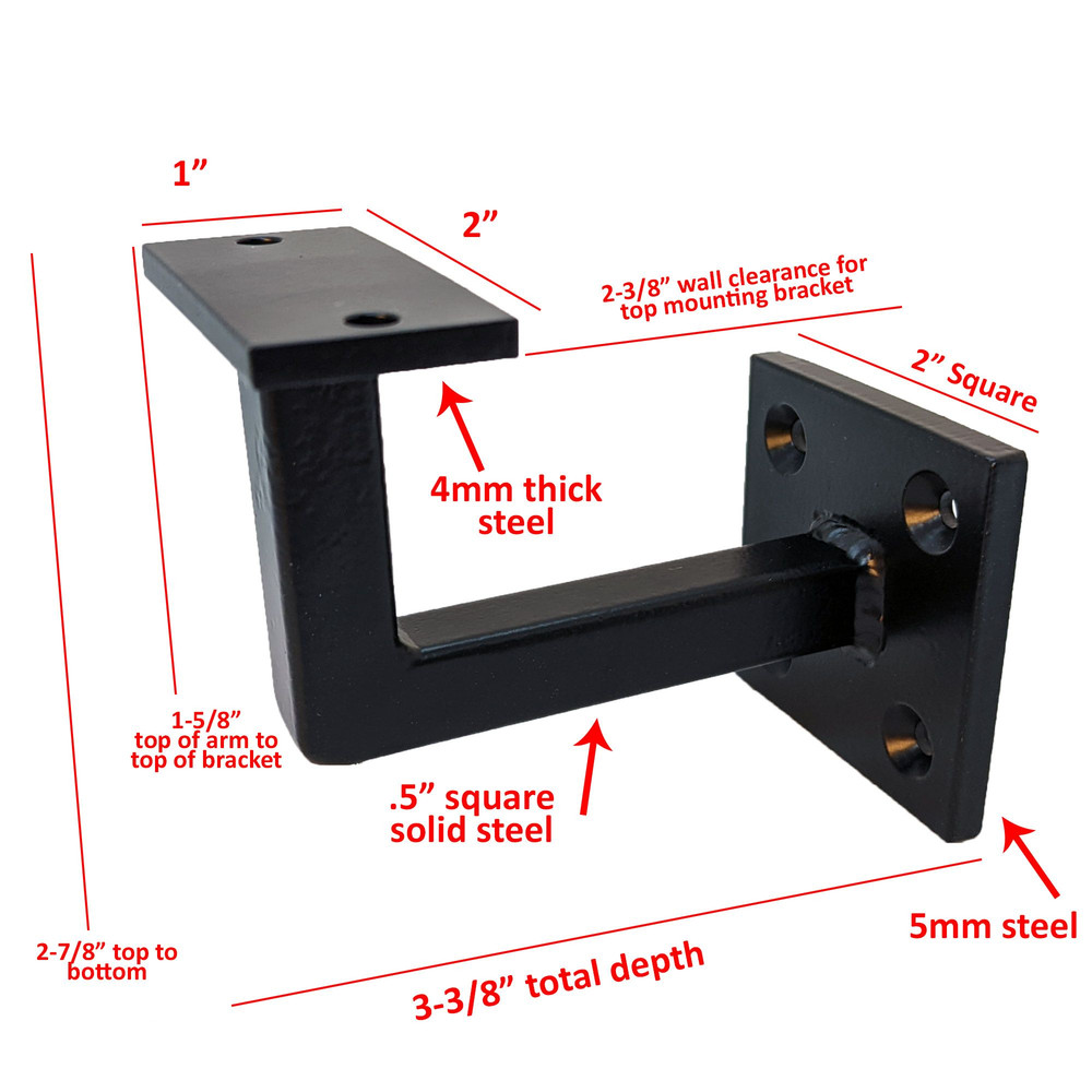 Stair Railing Bracket A Black Steel Iron Modern Farmhouse Rustic Industrial Handrail 2