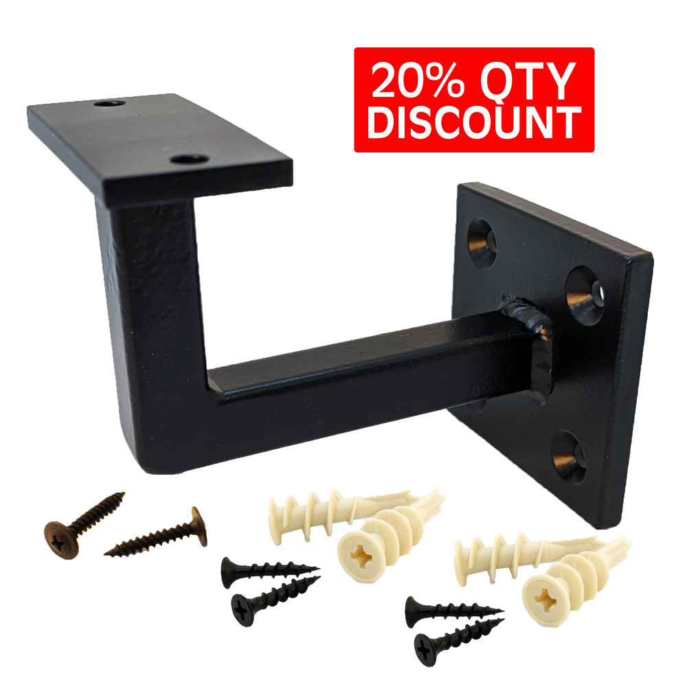 Stair Railing Bracket A Black Steel Iron Modern Farmhouse Rustic Industrial Handrail 0