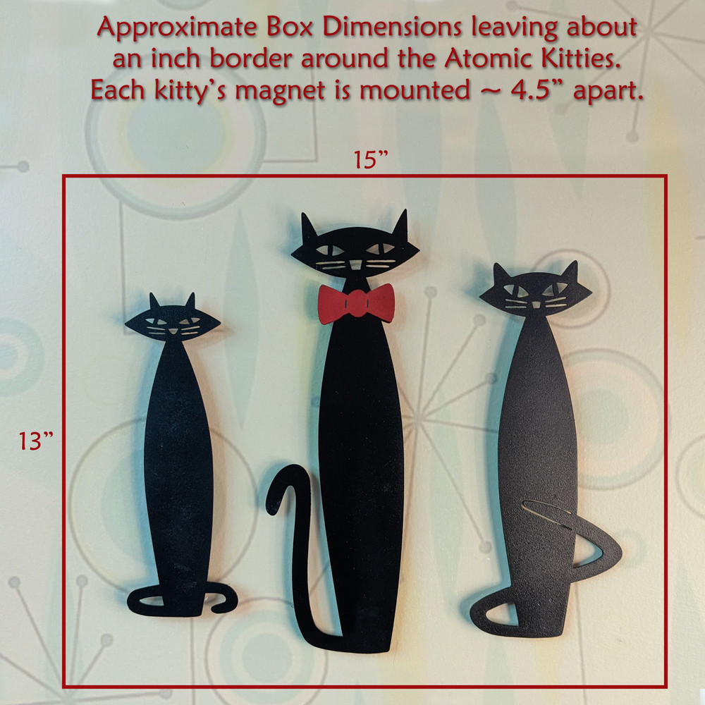 Atomic Kitty Family Black Metal MCM Cat Wall Decor Art  Mid Century Modern Design 50s Mod 1