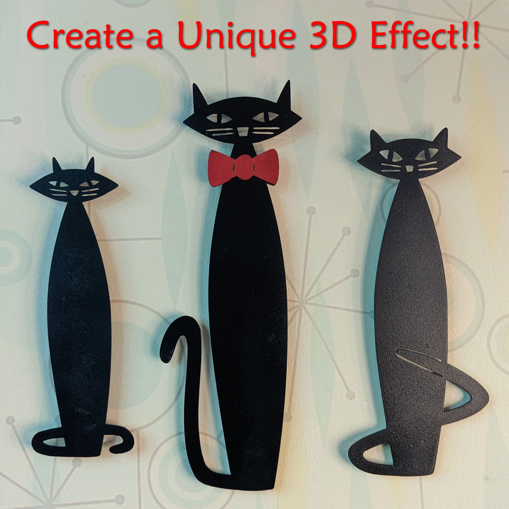 Atomic Kitty Family Black Metal MCM Cat Wall Decor Art  Mid Century Modern Design 50s Mod 2