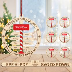 personalized home for the holidays north pole ornament svg, family christmas ornament svg, christmas gift svg