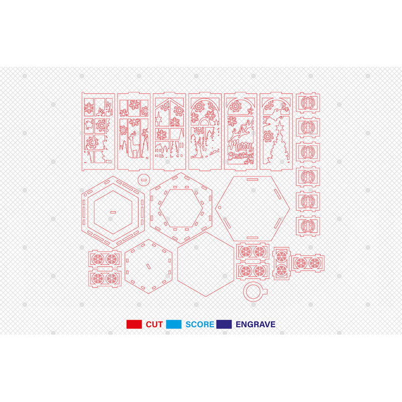 3D Christmas Window Lantern Laser Cut File Christmas Scene Lantern Svg Christmas Deer Svg 1