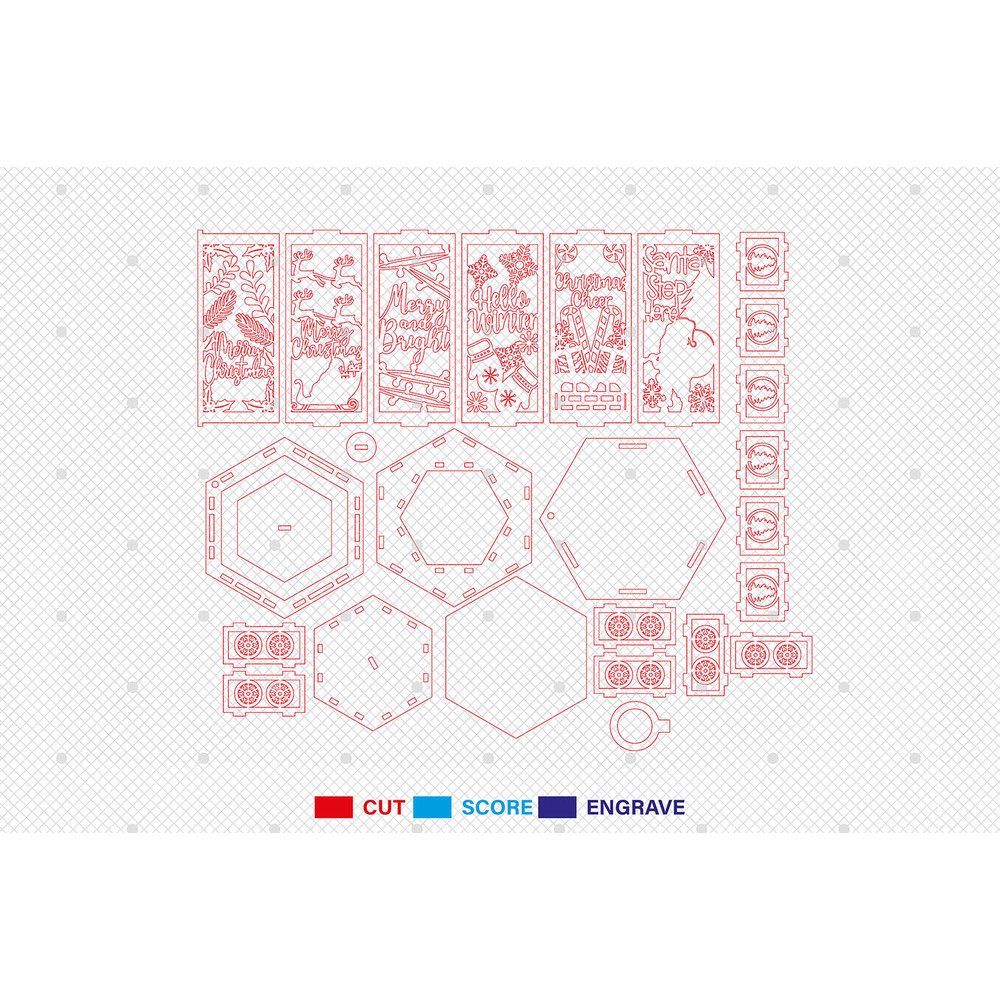 3D Merry Christmas Lantern Laser Cut File Christmas Scene Lantern Svg Santa Sleigh Svg Christmas Ca 1