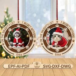personalized photo pawprints in the snow ornament svg, xmas dog & cat svg, christmas ornament svg, christmas gift svg