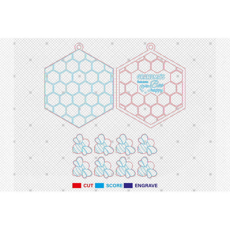 Personalized Grandmas Reasons To Bee Happy Ornament SvgCustom Bee SvgHoneycomb Ornament SvgGift For 1