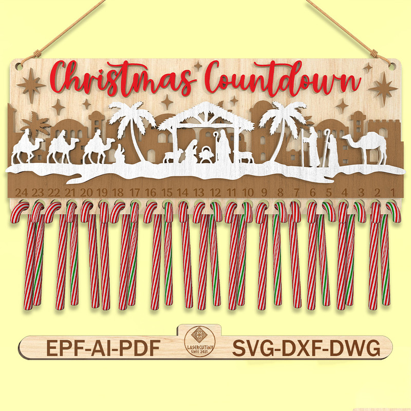 Christmas Nativity Countdown Calendar Svg Candy Cane Countdown Svg Days Until Christmas Svg Advent 0