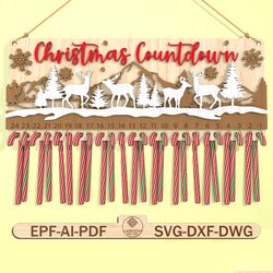 christmas deer countdown calendar svg, candy cane countdown svg, days until christmas svg,christmas advent calendar svg