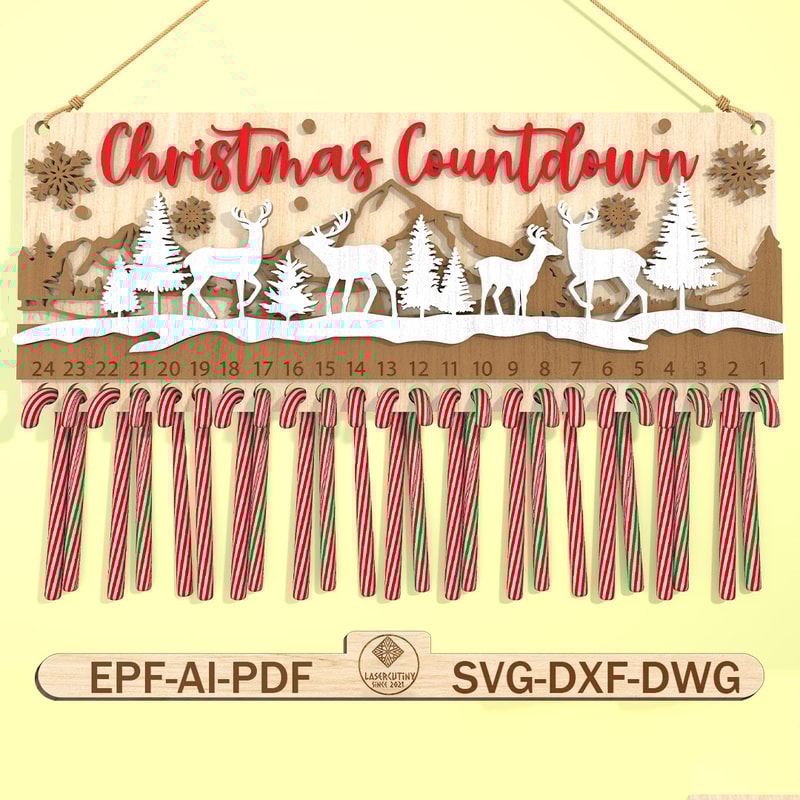Christmas Deer Countdown Calendar Svg Candy Cane Countdown Svg Days Until Christmas SvgChristmas Ad 0