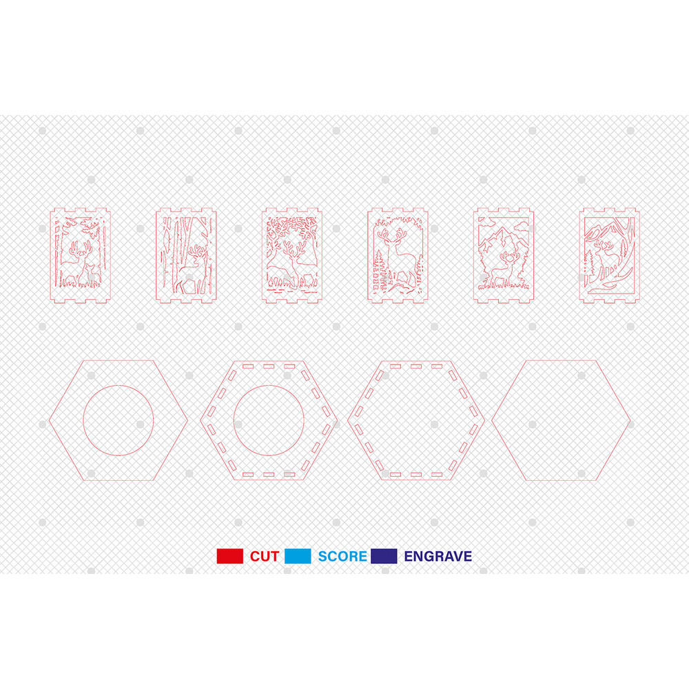 3D Deer Tea Light Holder Laser Cut File Mountain Scene Lamp Svg Deer Svg Mountain Animal Candle Lan 1
