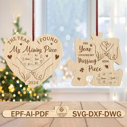 personalized you are my missing piece ornament svg, couple piece ornament svg, gift for lovers, anniversary gift svg