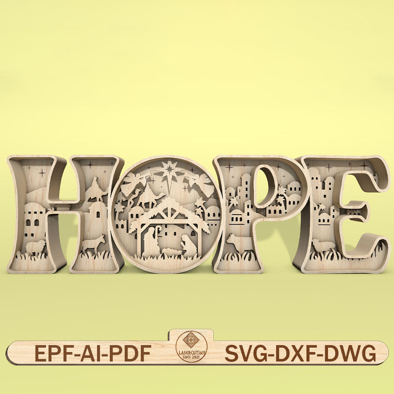 Multilayer Hope Scene Art Svg Nativity Scene Svg Christmas Scene Svg Birth Of Jesus Svg 6 Layer Art 0