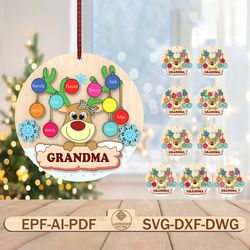 personalized grandma deer ornament svg, christmas balls svg, christmas ornament svg, christmas gift svg