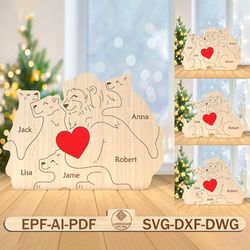 personalized lion family puzzle pieces svg, lion family svg, set 0-3 babies, gift for family, laser cut glowforge