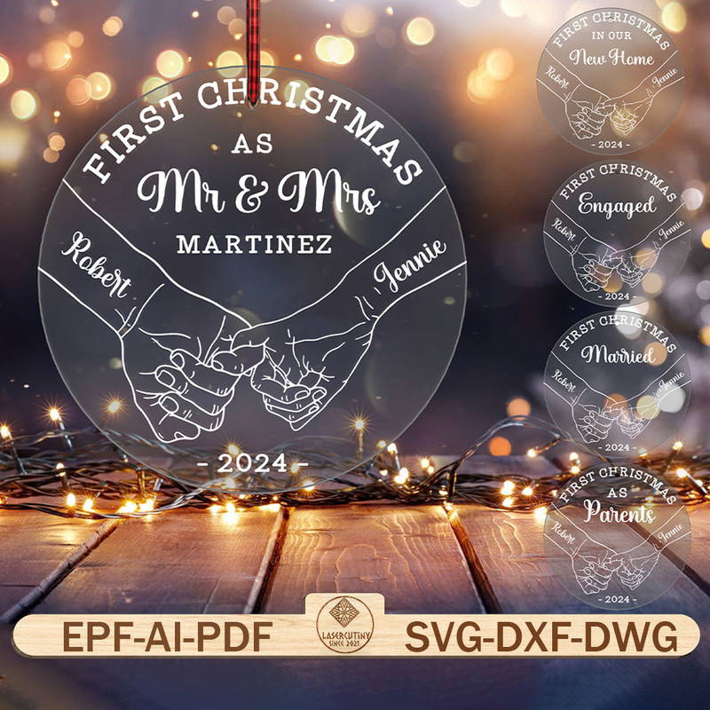 Personalized First Christmas As MrMrs Couple Holding Hands Ornament SvgChristmas Couple Ornament Sv 0