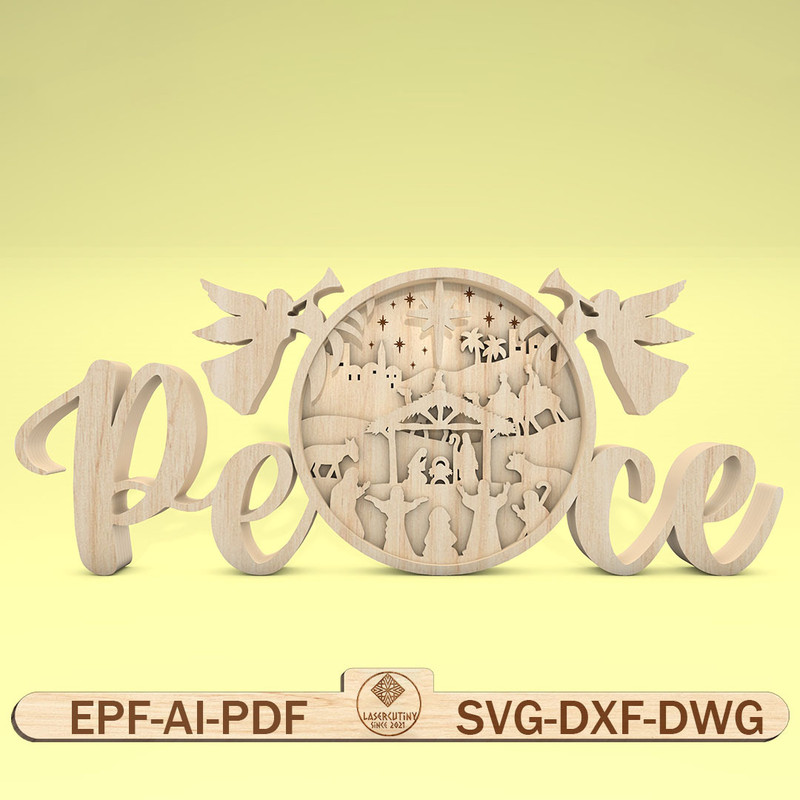Multilayer Peace Scene Art Svg Nativity Scene Svg Christmas Scene Svg Birth Of Jesus Svg 6 Layer Ar 0